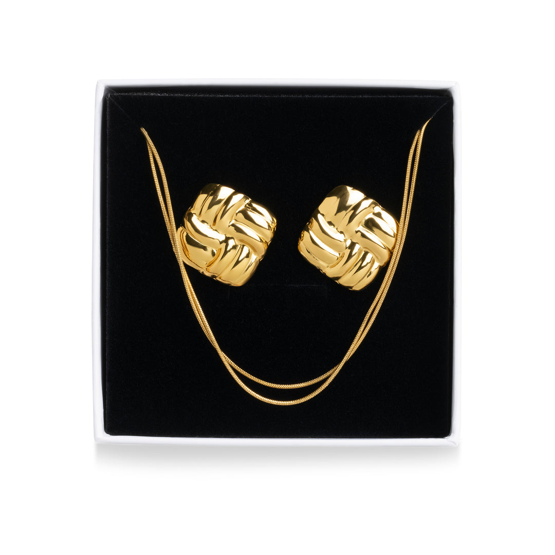 Stijlvolle ketting- en oorbellen set roestvrij staal