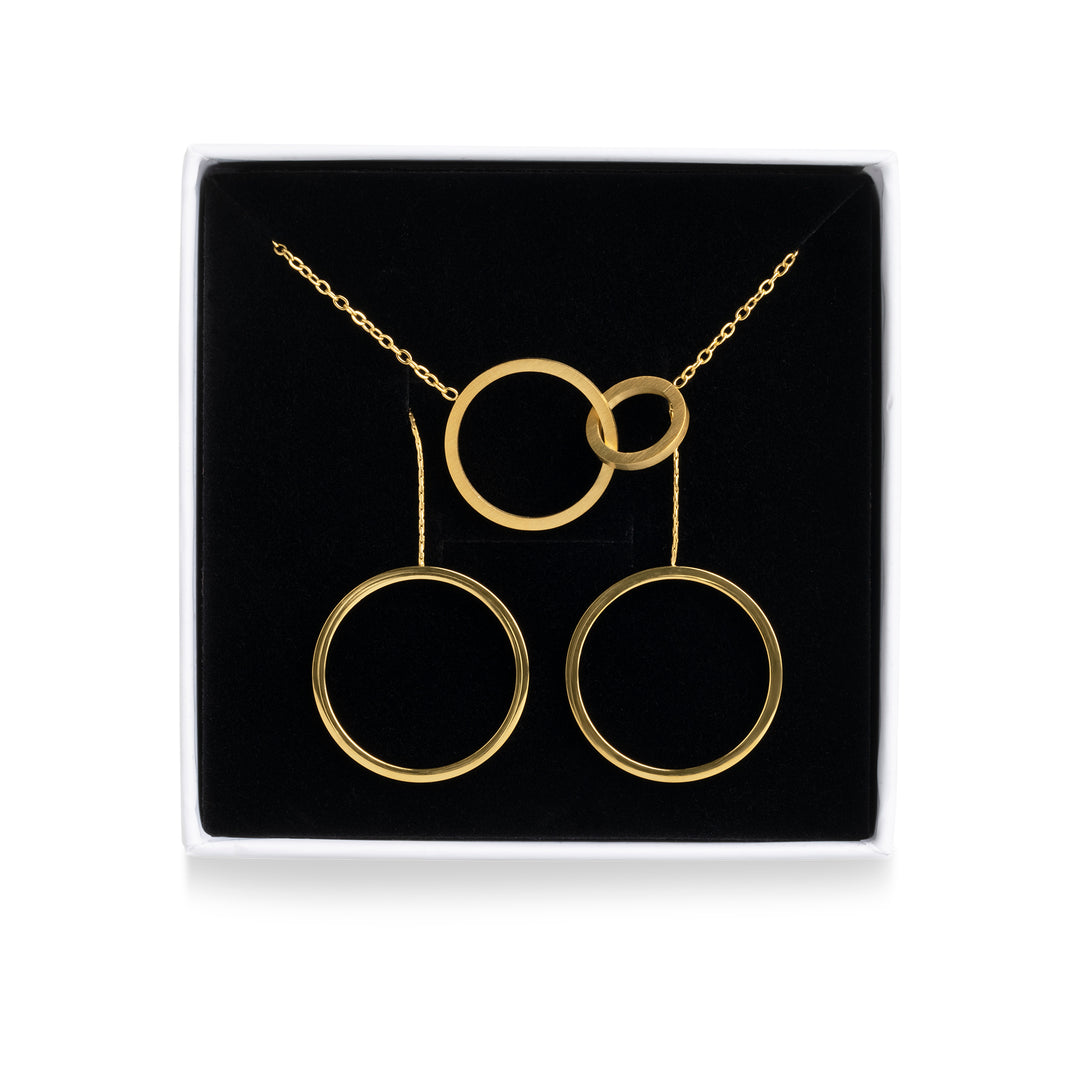 Circle Necklace & Earrings Set Stainless Steel