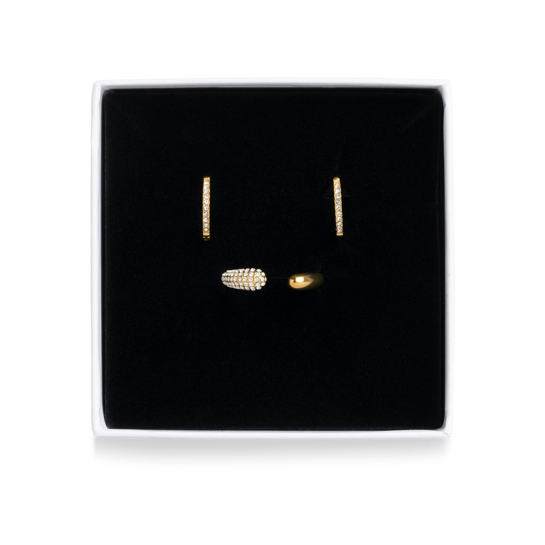 Kristallen Oorbellen & Ring Set Roestvrij Staal