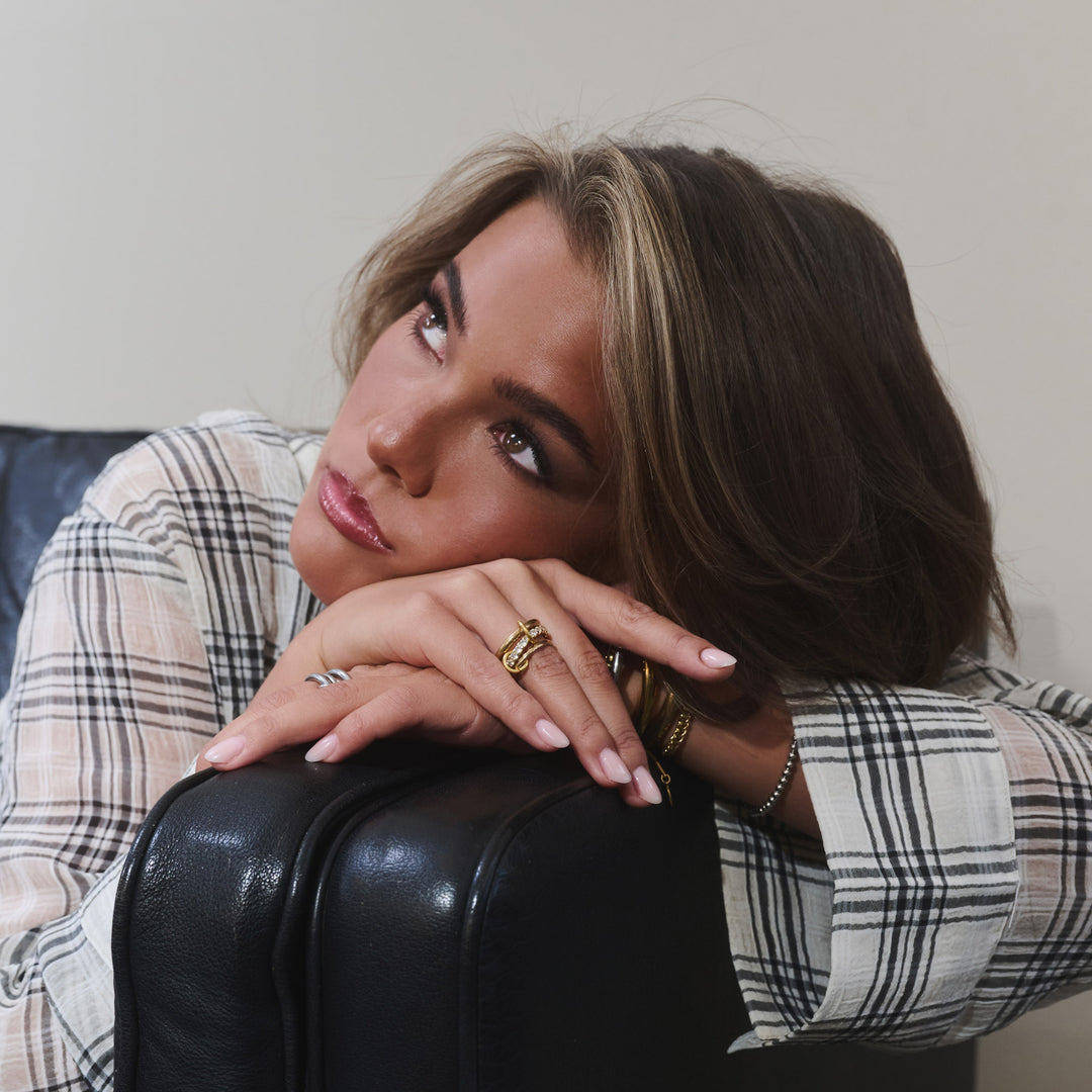 Ethel - Stacked Ring Crystal Stainless Steel