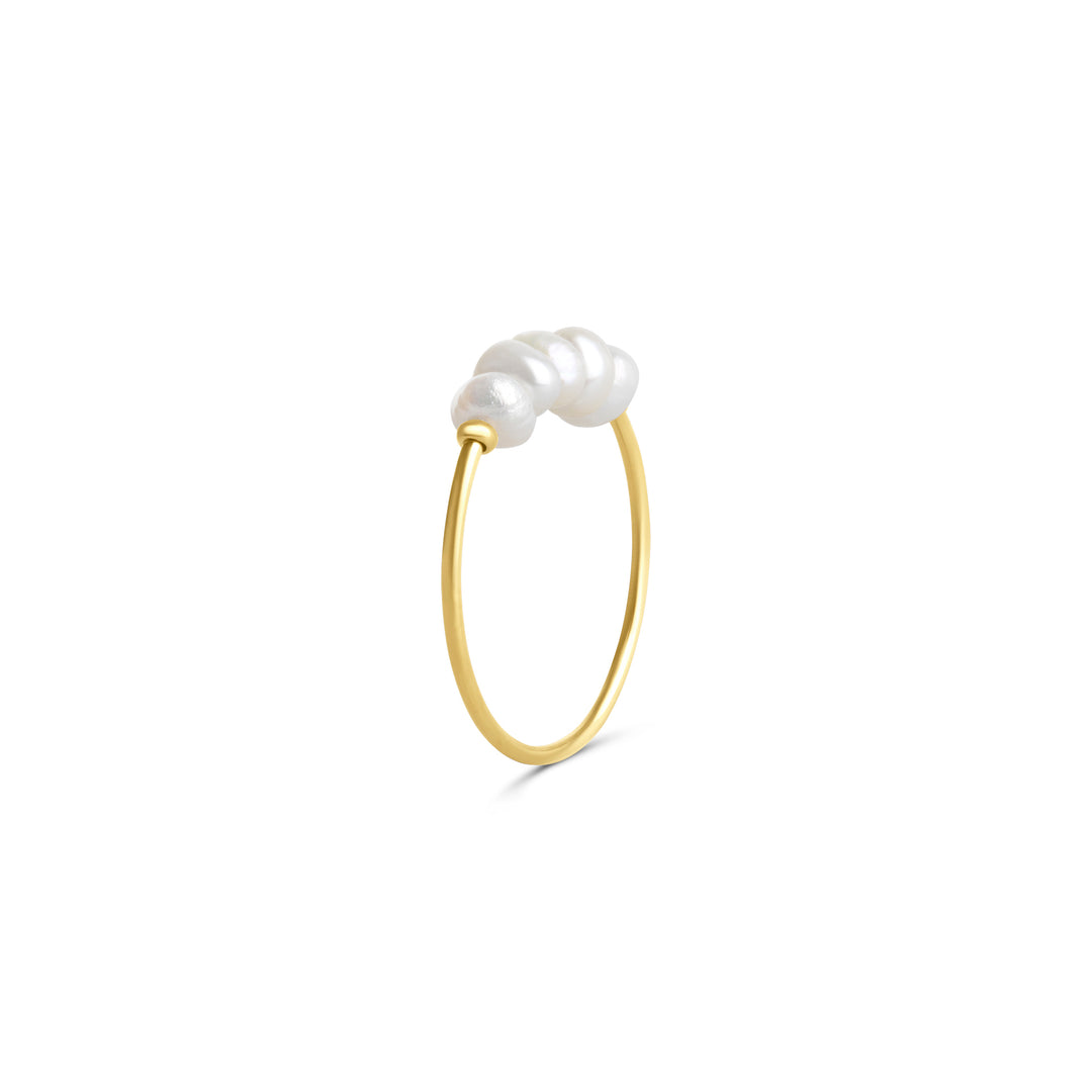 Loanna - Bague délicate en perle en acier inoxydable