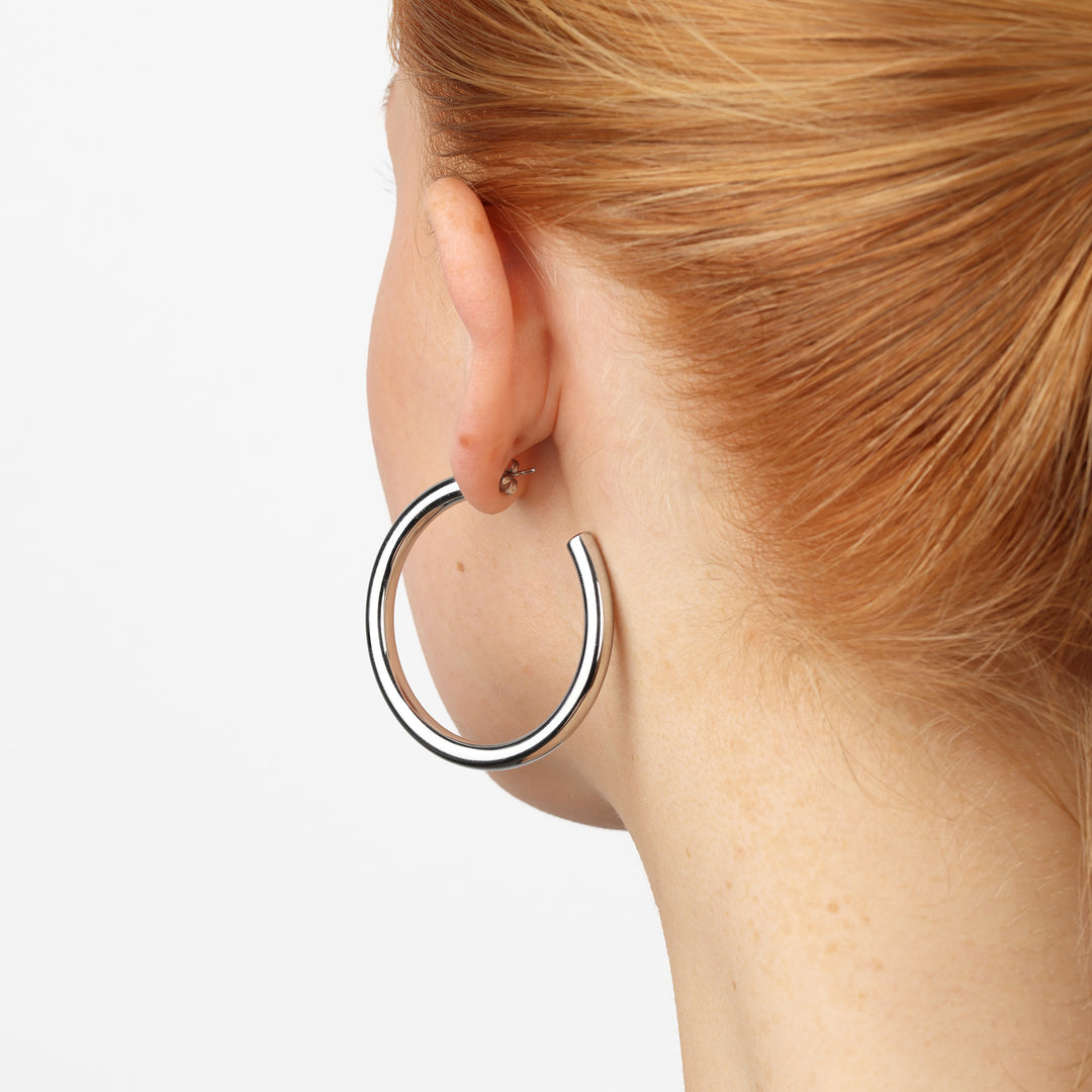 Stine - Boucles d'oreilles clous anneau en acier inoxydable