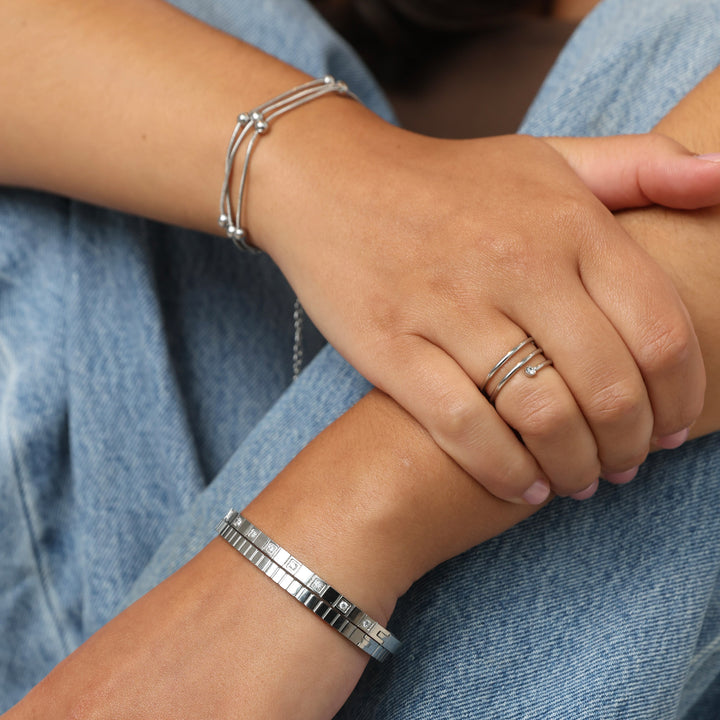 Meja - Gestructureerde armband van roestvrij staal