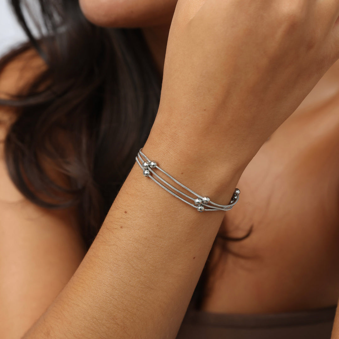 Oda - Multi-rij kralenarmband roestvrij staal