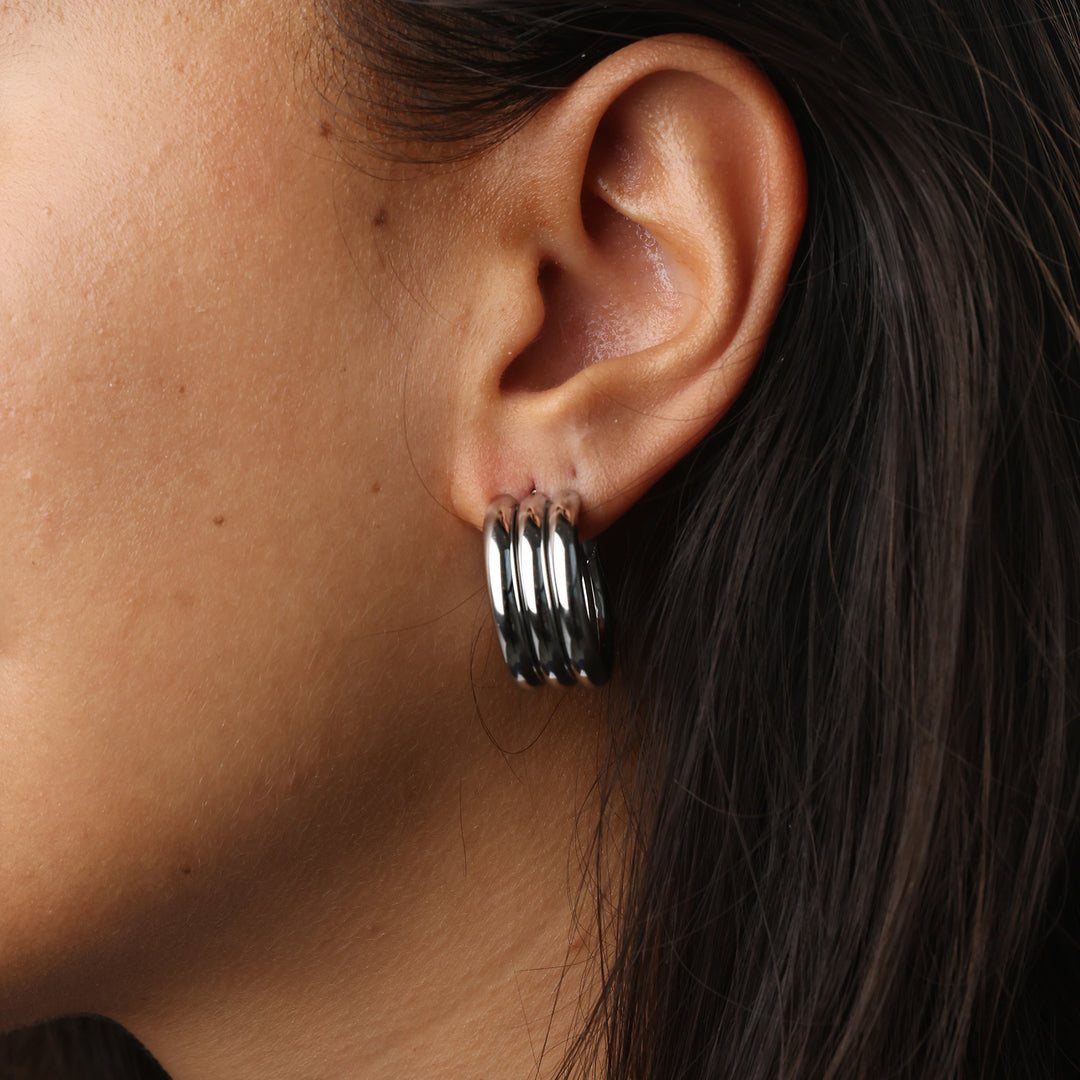 Liv - Boucles d'oreilles à clous multicouches en acier inoxydable