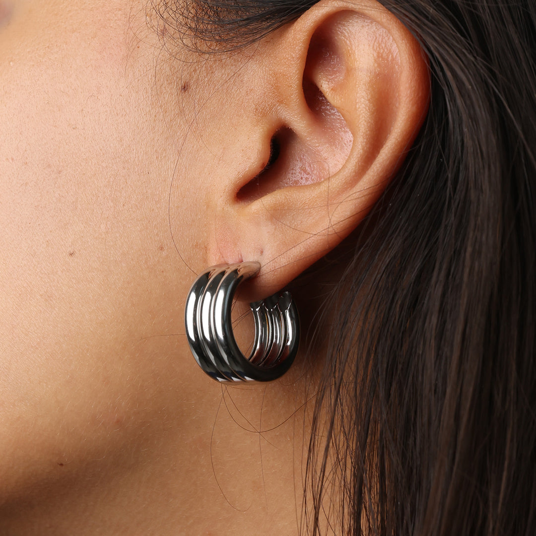 Liv - Boucles d'oreilles à clous multicouches en acier inoxydable