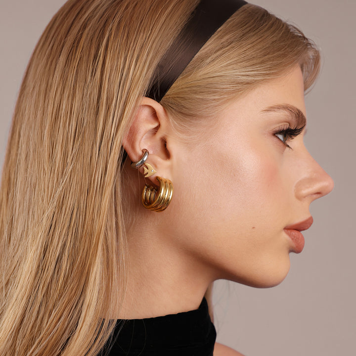 Liv - Boucles d'oreilles à clous multicouches en acier inoxydable