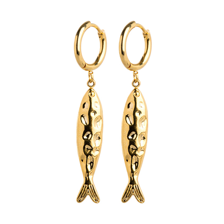 Fenja - Boucles d'oreilles anneau poisson en acier inoxydable