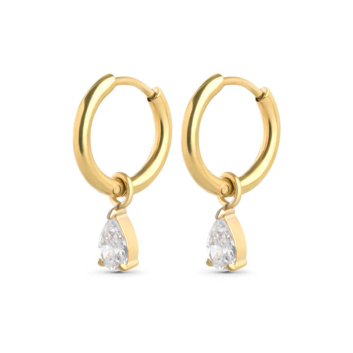 Elle - Crystal Hoop Earrings Stainless Steel
