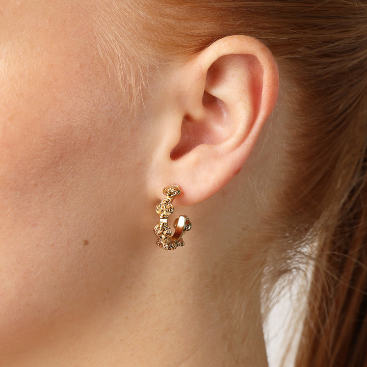 Gerda - Boucles d'oreilles clous fleur en acier inoxydable