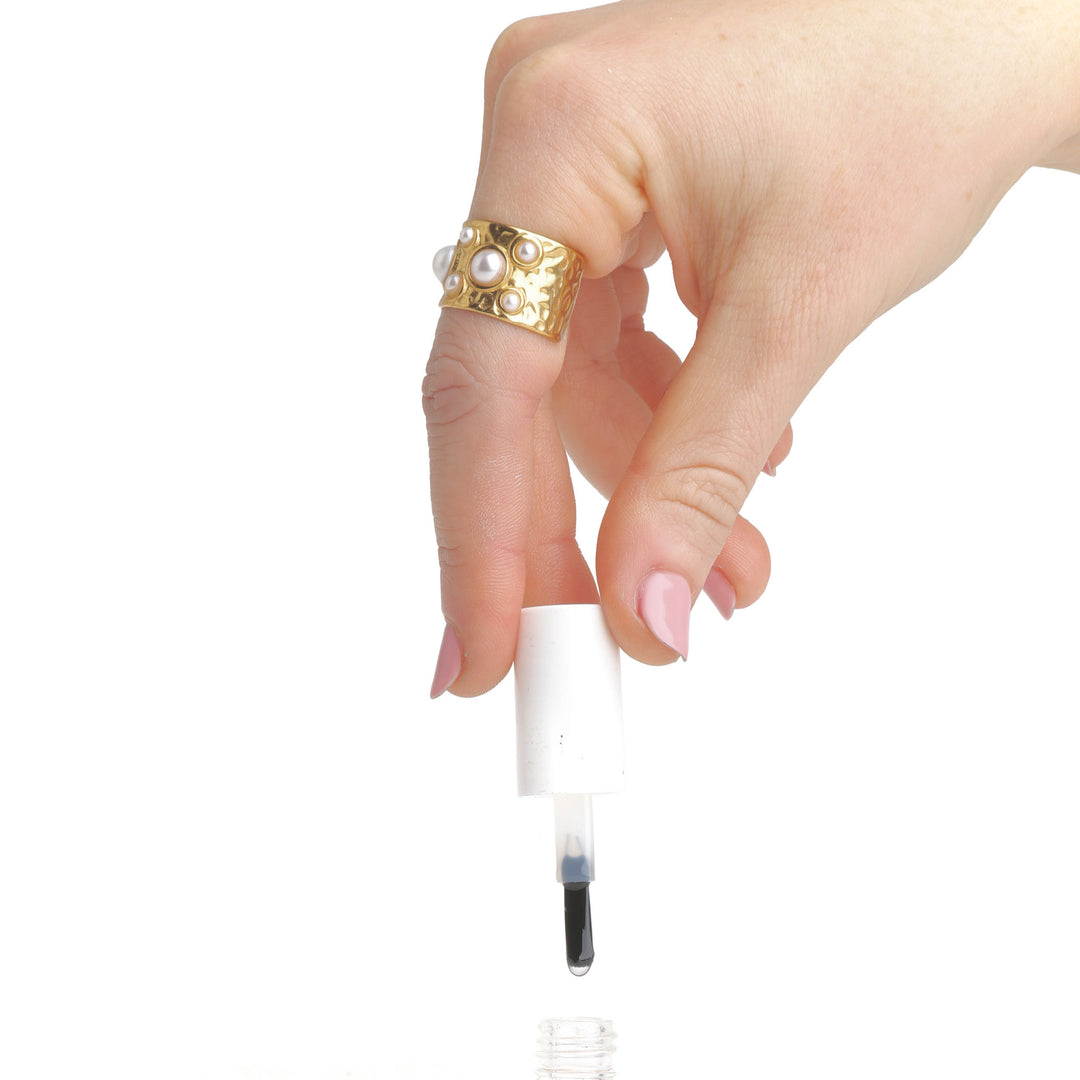 Kerstin - Hammered Pearl Ring Stainless Steel