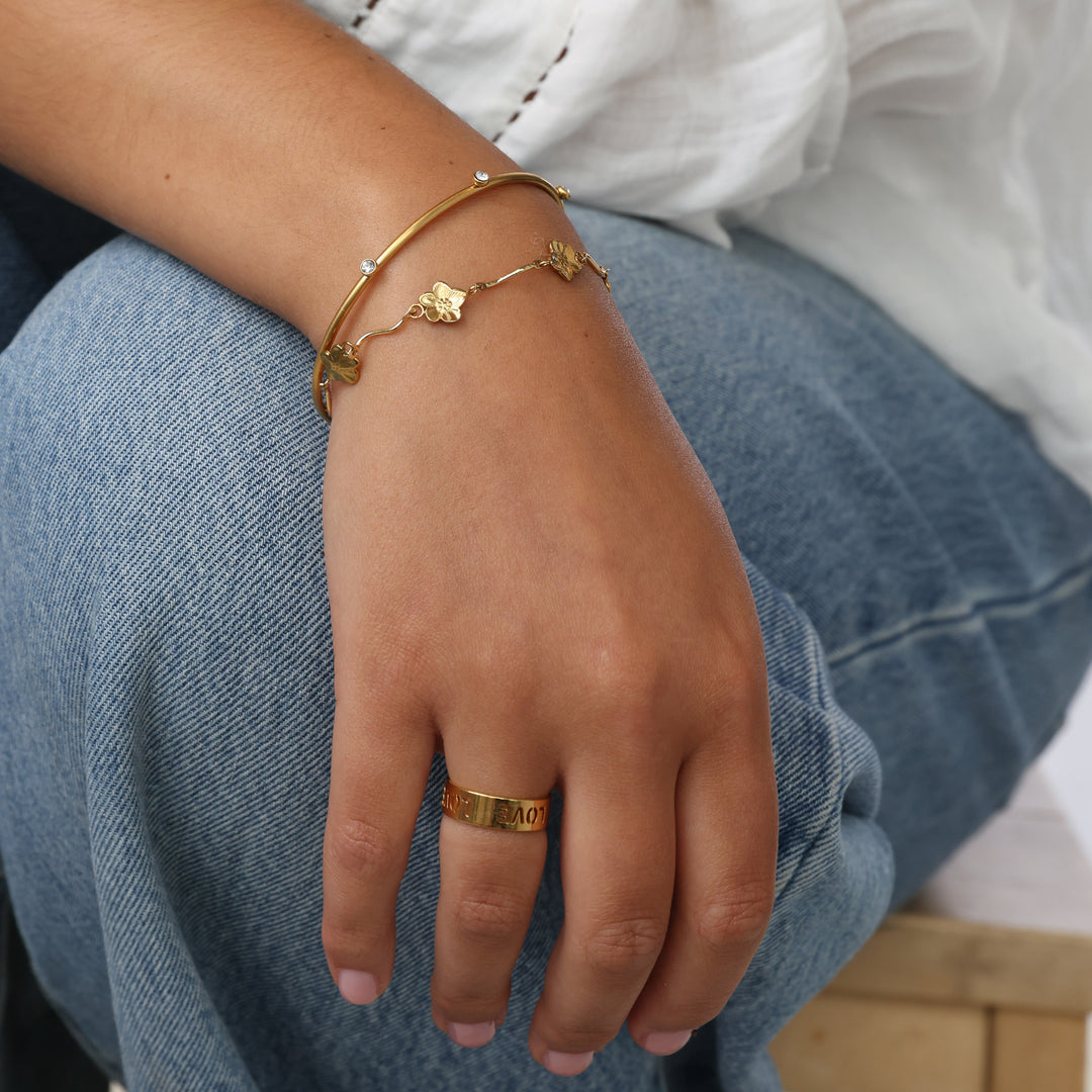 Mae - Bloemenarmband Roestvrij Staal