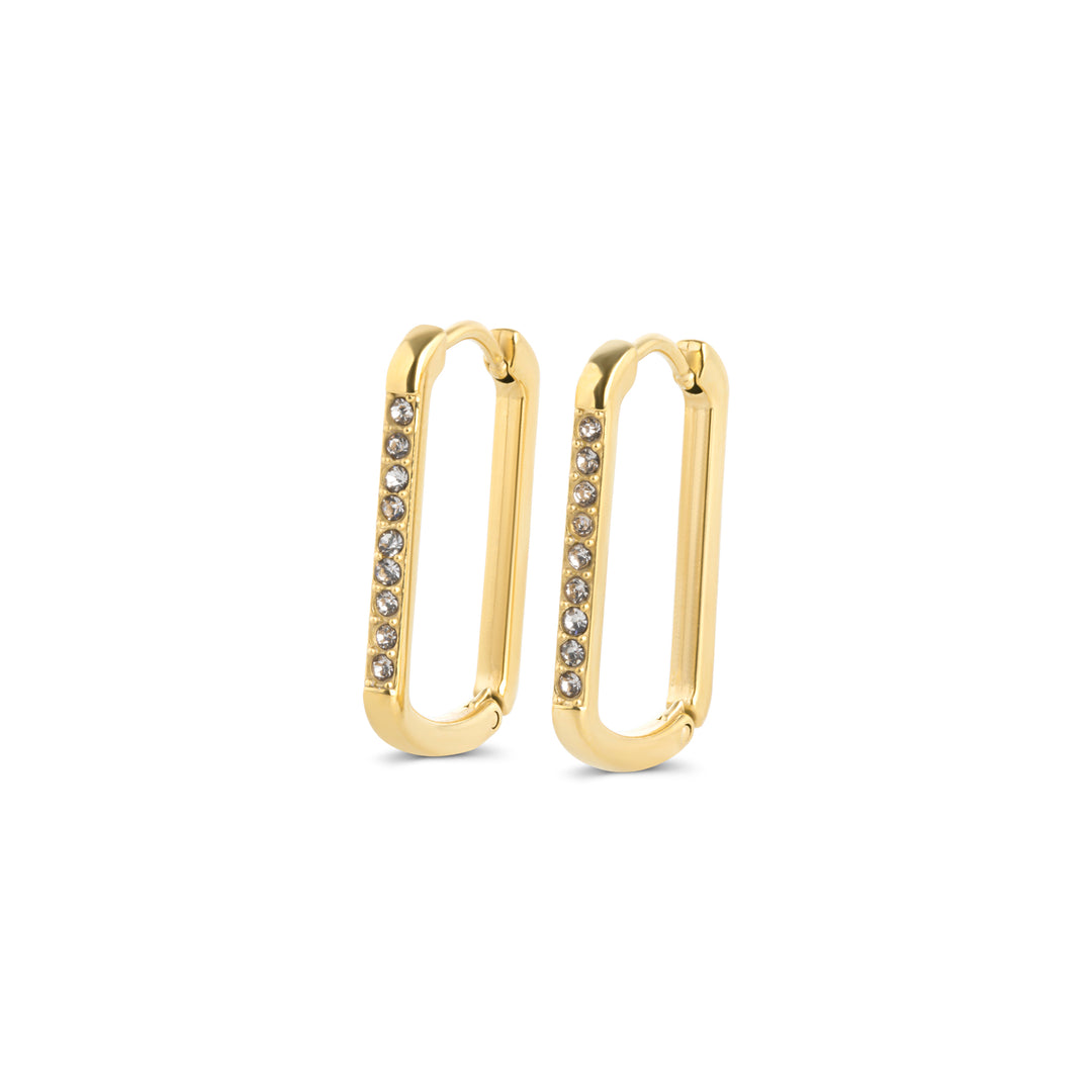 Celeste - Kristal Oorringen in Hoepelvorm van Roestvrij Staal