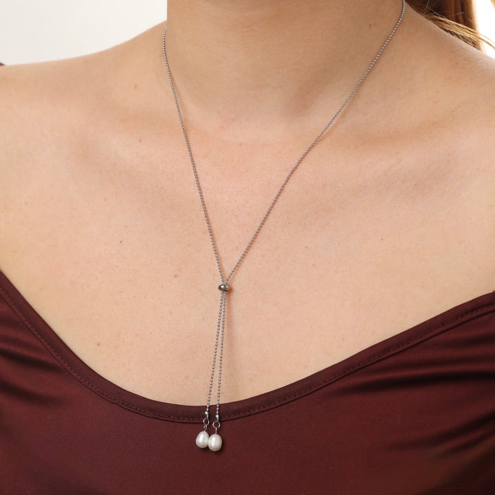 Barbro - Lariat Parelketting Roestvrij Staal