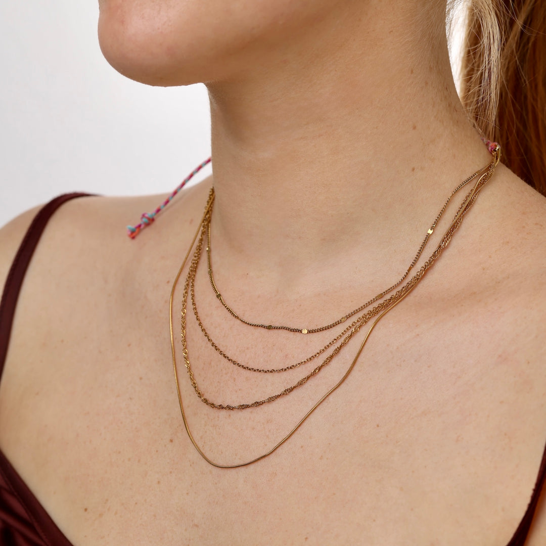 Abida - Multi Ketting Halsketting Roestvrij Staal