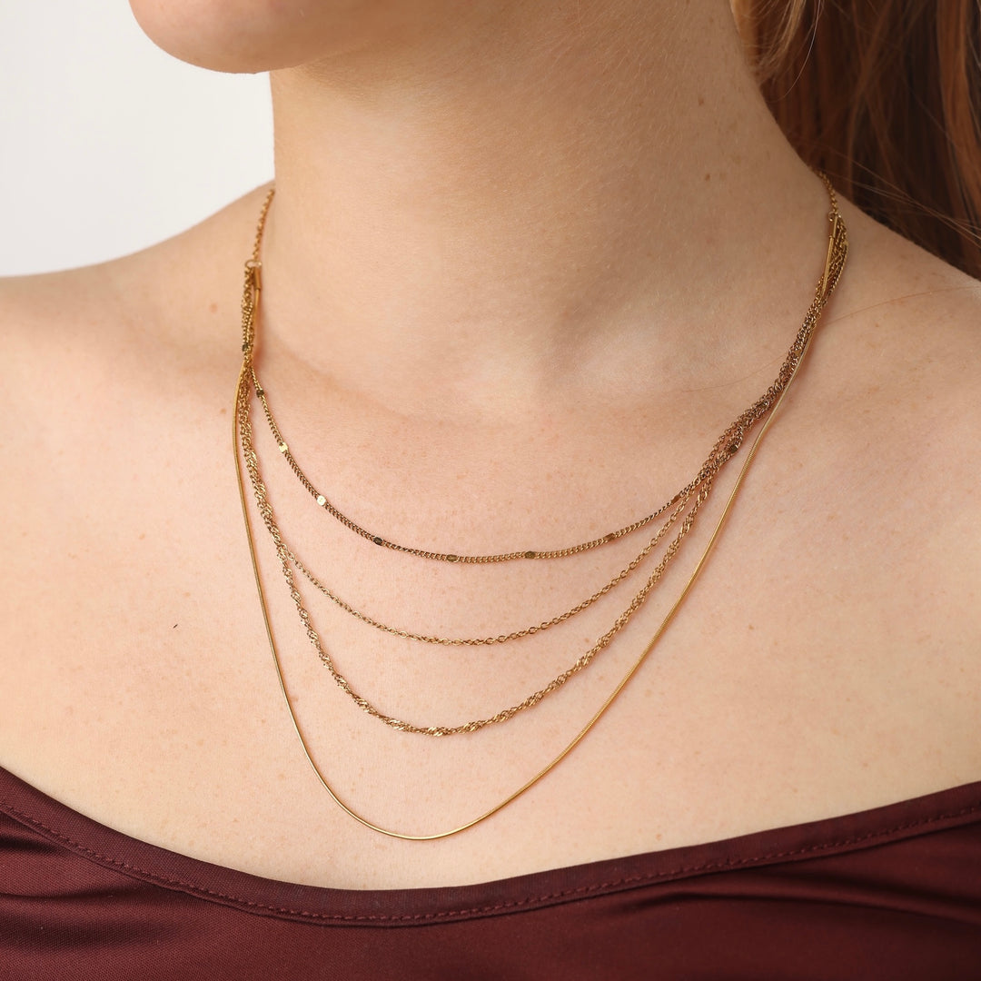 Abida - Multi Ketting Halsketting Roestvrij Staal