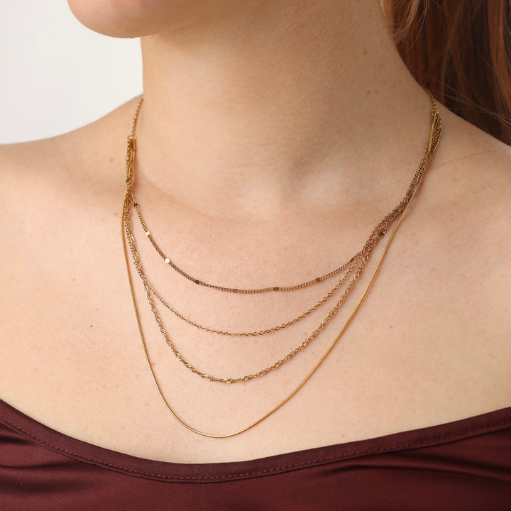 Abida - Multi Ketting Halsketting Roestvrij Staal
