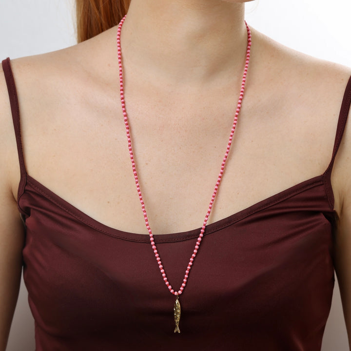 Ara - Collier de perles poisson en acier inoxydable