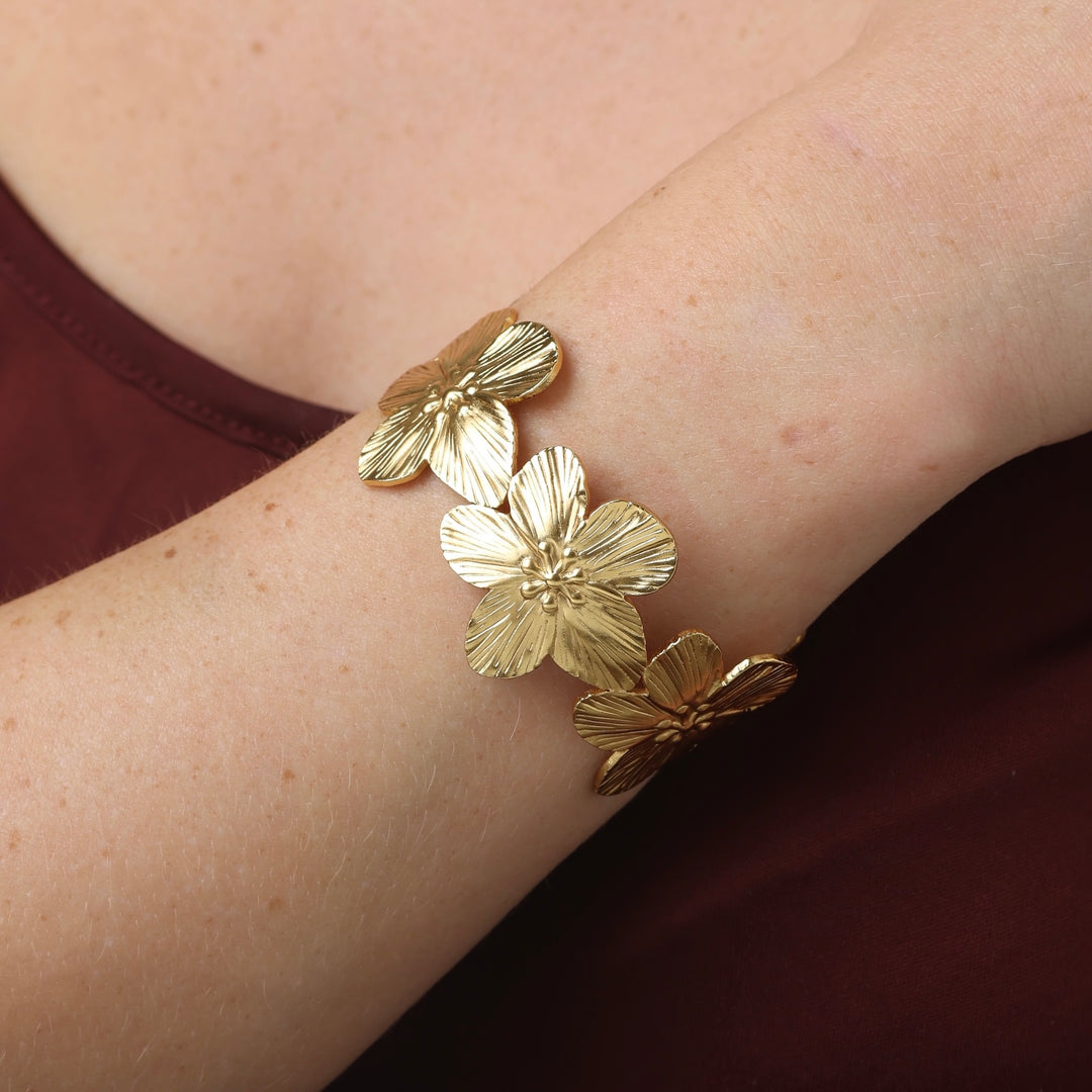 Alva - Bloemenarmband Roestvrij Staal