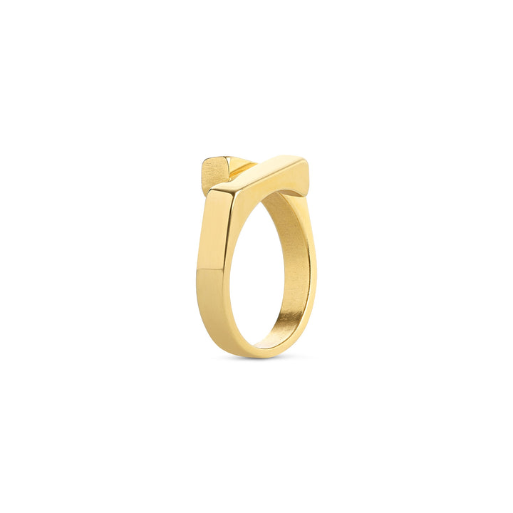 Brita – bague architecturale en acier inoxydable, or | Timi of Sweden