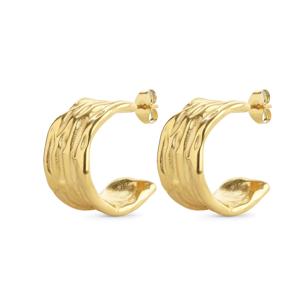 Magela – boucles d'oreilles organiques en acier inoxydable, or | Timi of Sweden