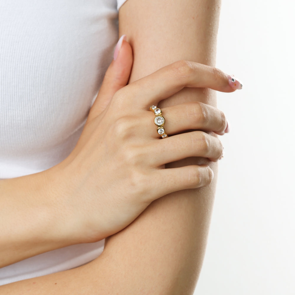 Noell – bague cristal en acier inoxydable, or | Timi of Sweden
