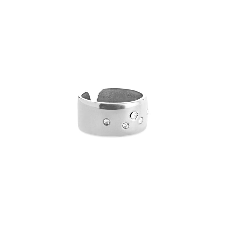 Bahi – bague statement cristal en acier inoxydable, argent | Timi of Sweden