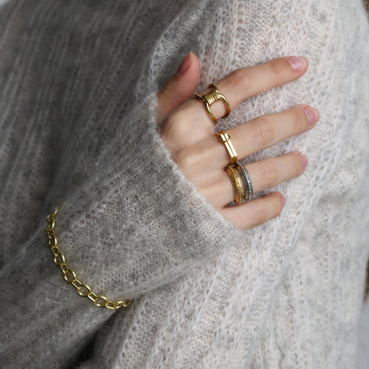Alessia – bague bulles en acier inoxydable, or | Timi of Sweden
