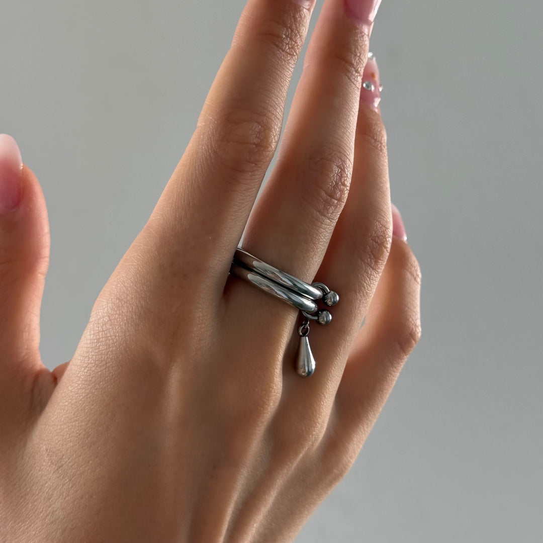 Storm - Bague Duo Drop en acier inoxydable