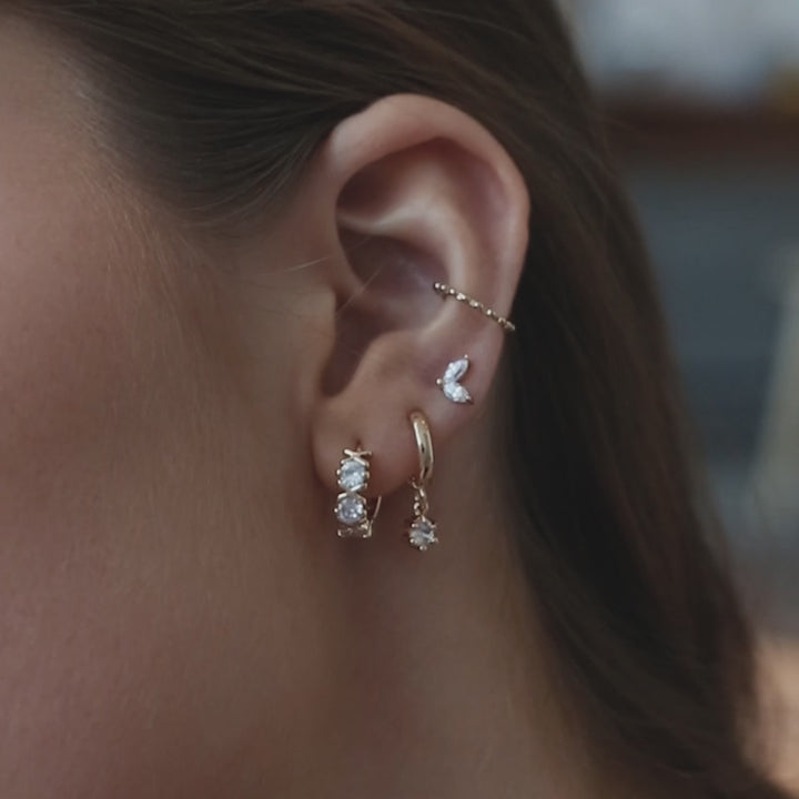 Olivia - Boucles d'oreilles créoles en cristal blanc