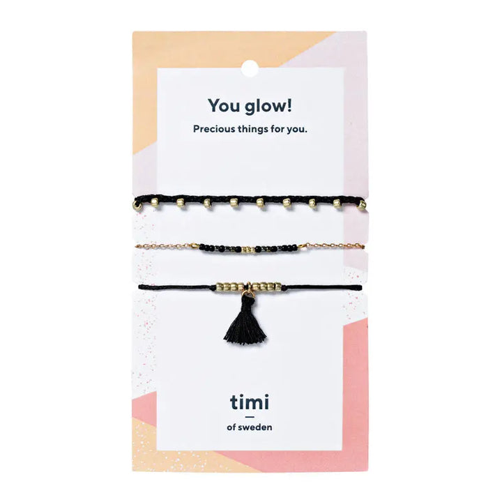 Three Set Friendship Bracelets - Black