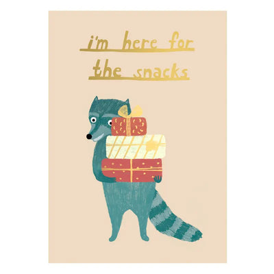 I’m here for Snacks - Raccoon Postcard