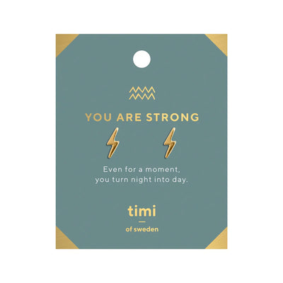 You are Strong Lightning Earrings Gold