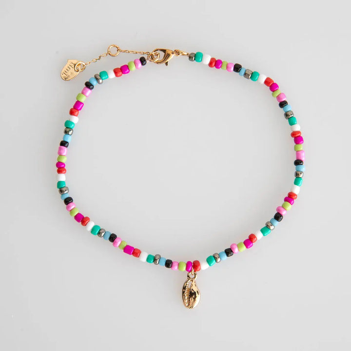 Cowrie Shell and beads anklet Gold