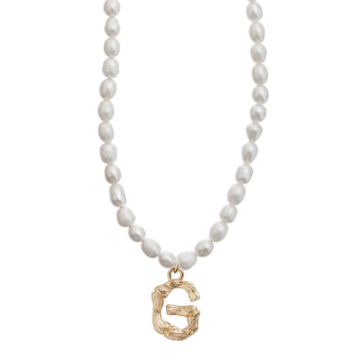 Pearl and Bamboo Letter Necklace G