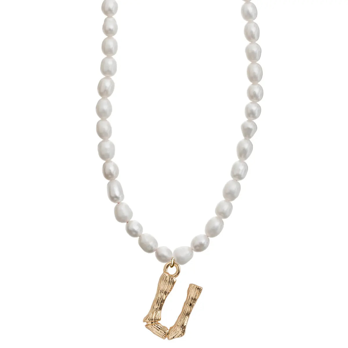 Pearl and Bamboo Letter Necklace U