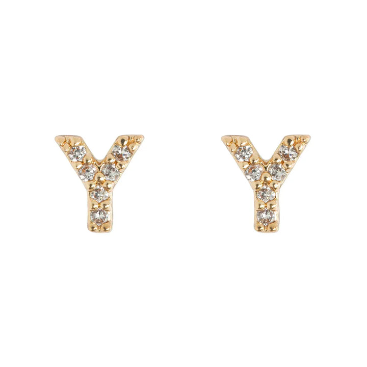 Petite chrystal letter stud earring Y