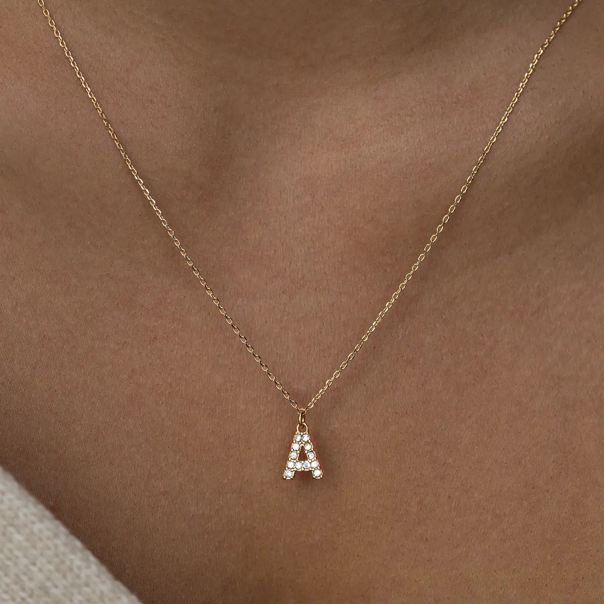 Crystal letter necklace A