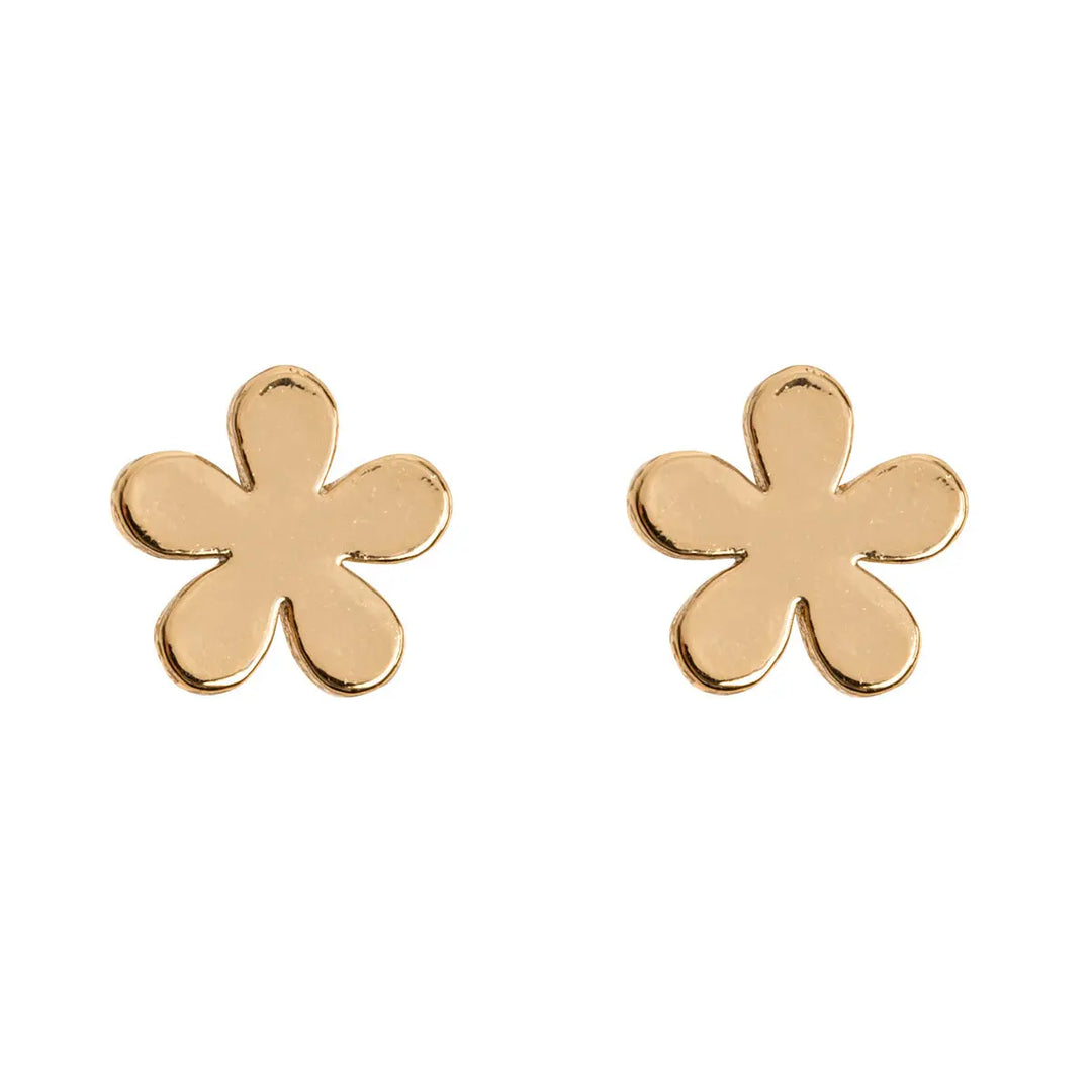 Minimalistic flower stud earrings gold