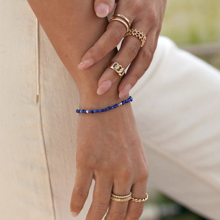 Blue Lapis Bead Bracelet