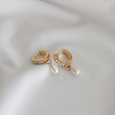 Pearl Crystal Earring Hoops | Sea Pearl