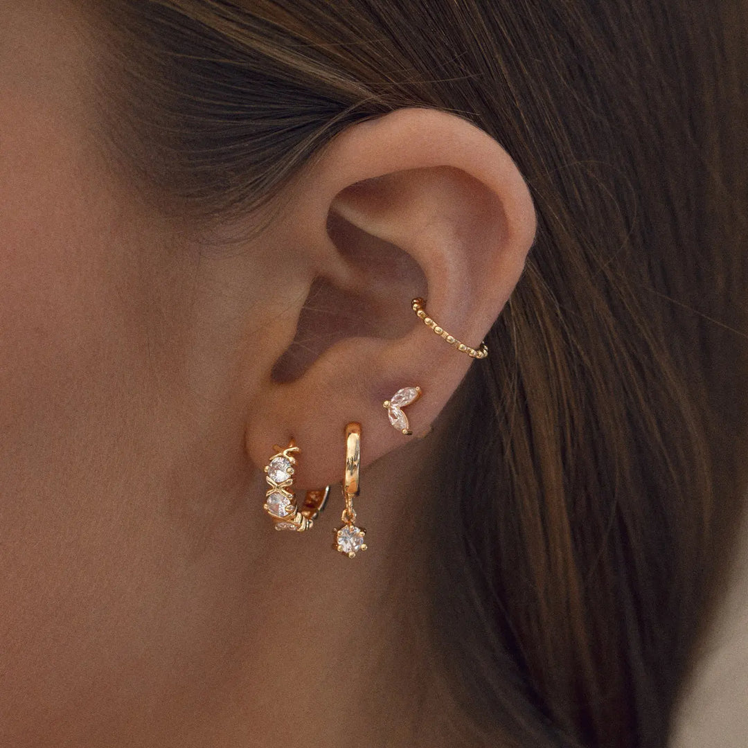 Olivia - White Crystal Hoop Earrings