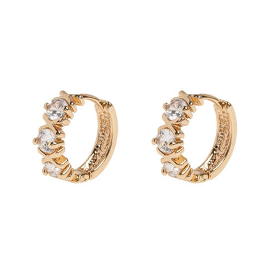 Olivia - White Crystal Hoop Earrings