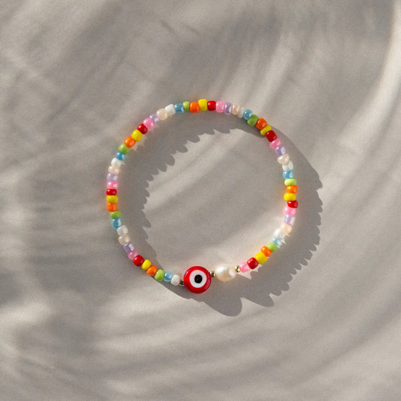 Suzy - Boze oog kleurrijke armband met kralen en parels