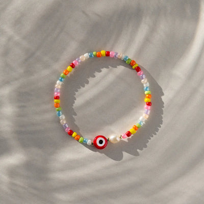 Suzy - Boze oog kleurrijke armband met kralen en parels