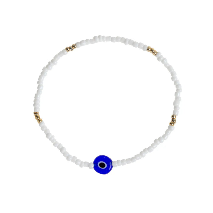 Suzy - Evil Eye White Bead Bracelet